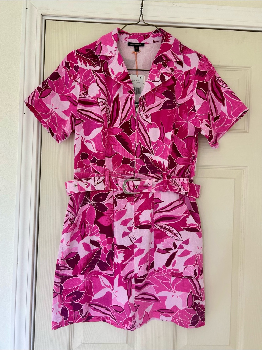 NWT Skies Are Blue Pink Floral Belted Mini Dress